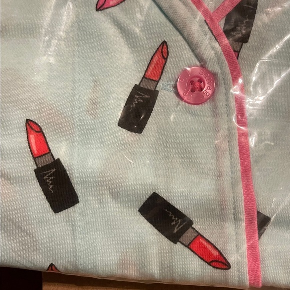 PJ Salvage Mint Lipstick Pajama Set Long Sleeve Button Down Pants Women's Large - Picture 7 of 7